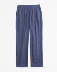 Curve Love Linen-Blend Tailored Straight Pant