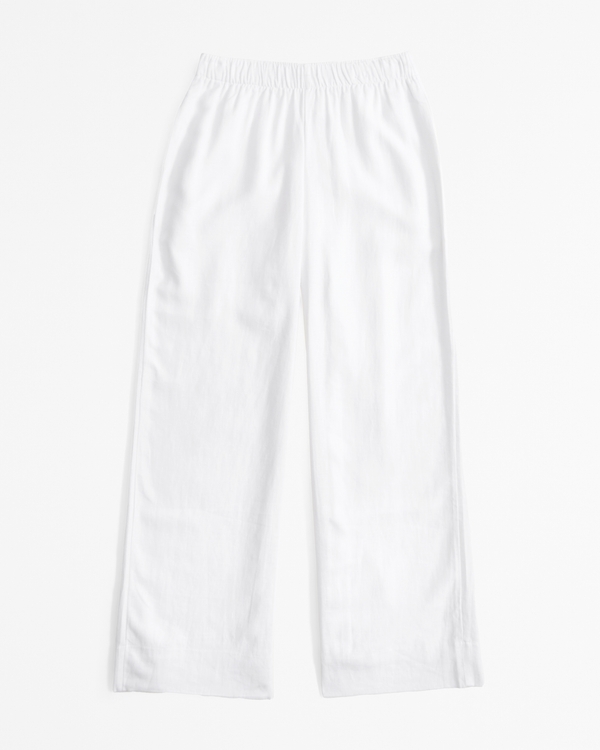 Linen-Blend Pull-On Pant, White