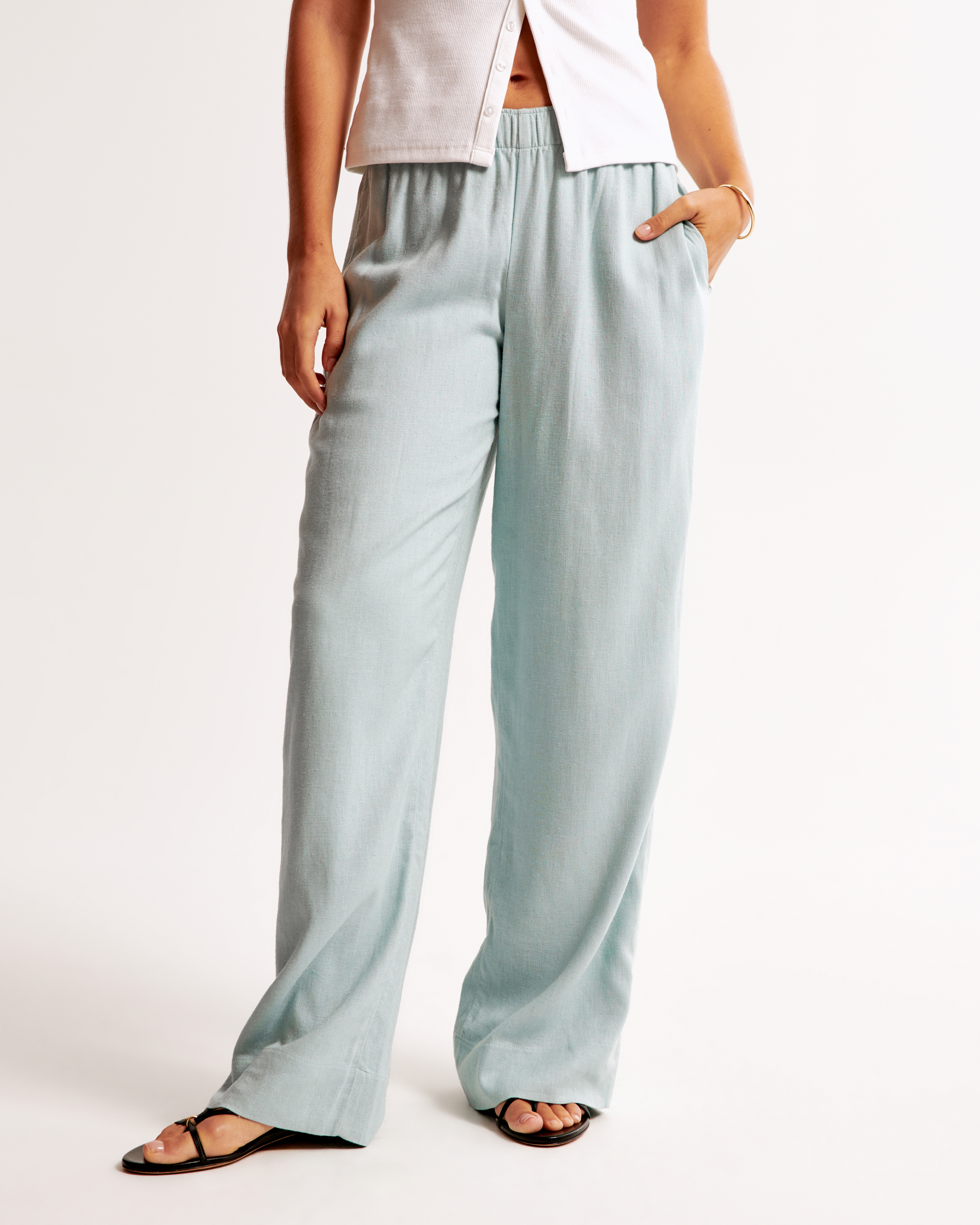 Linen-Blend Pull-On Pant