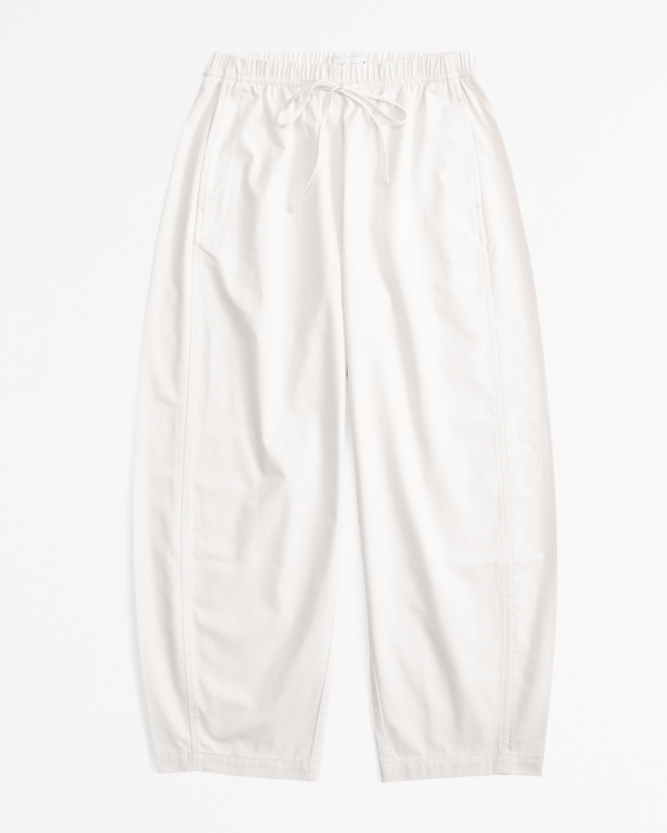 Barrel Leg Pull-On Pant, Cream view 1
