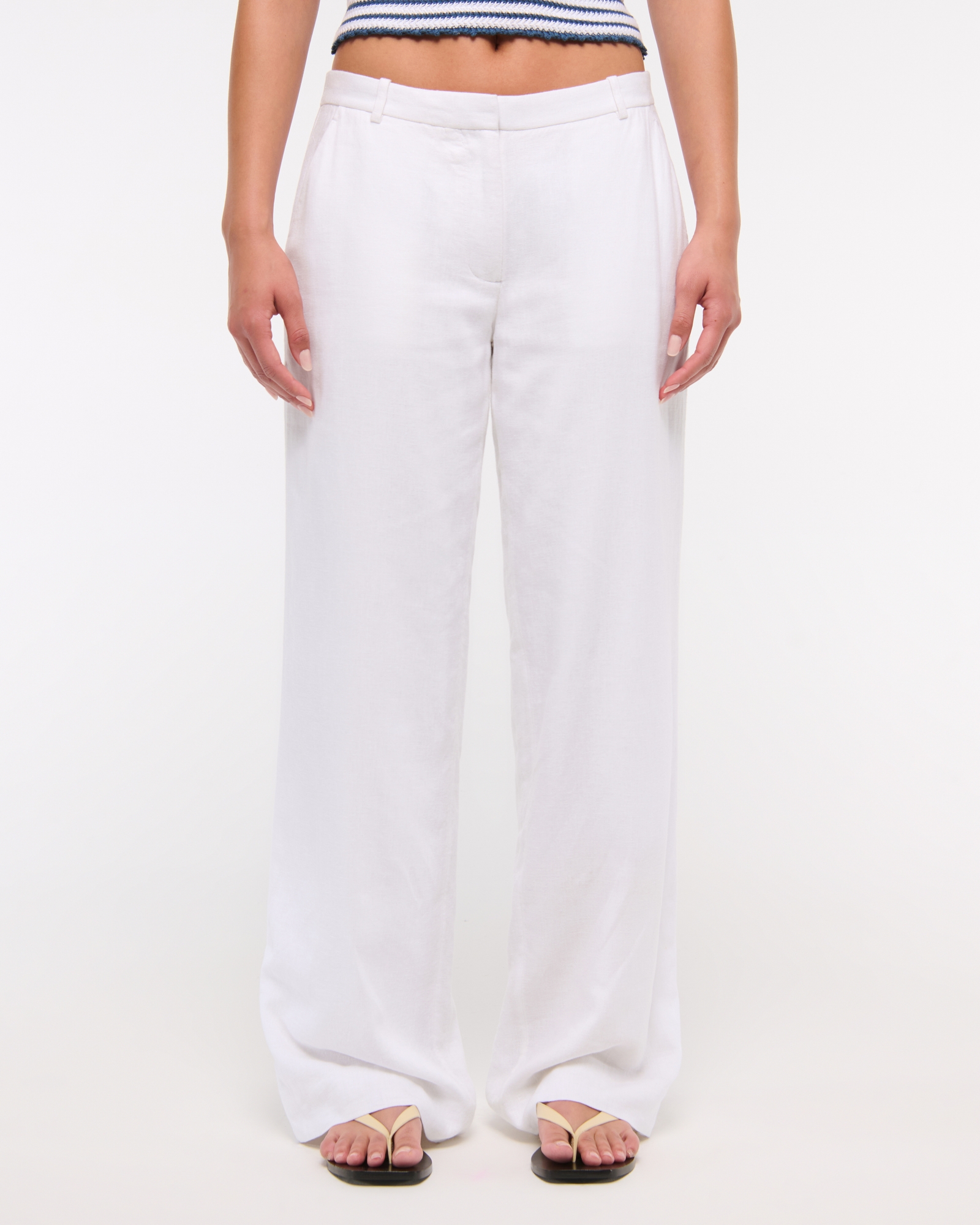 A&F Sloane Low Rise Tailored Linen-Blend Wide Leg Pant