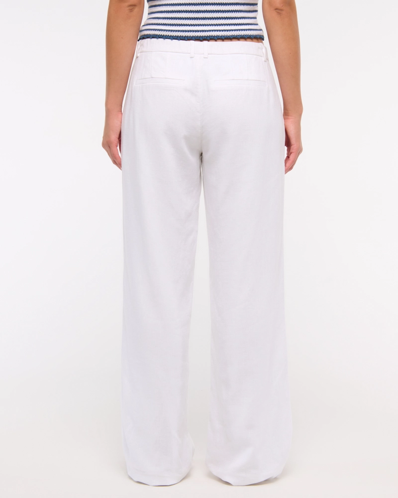 A&F Sloane Low Rise Tailored Linen-Blend Wide Leg Pant