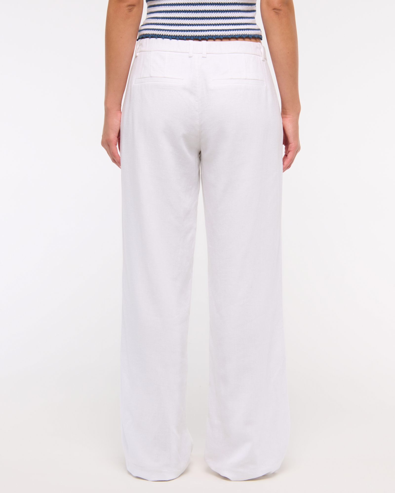 A&F Sloane Low Rise Tailored Linen-Blend Wide Leg Pant
