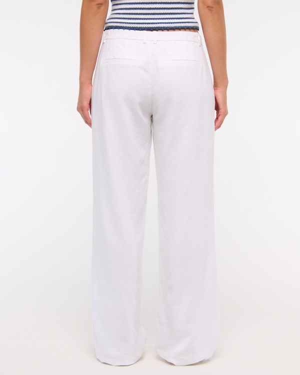 A&F Sloane Low Rise Tailored Linen-Blend Wide Leg Pant