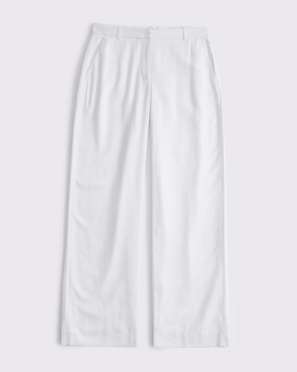 A&F Sloane Low Rise Tailored Linen-Blend Wide Leg Pant