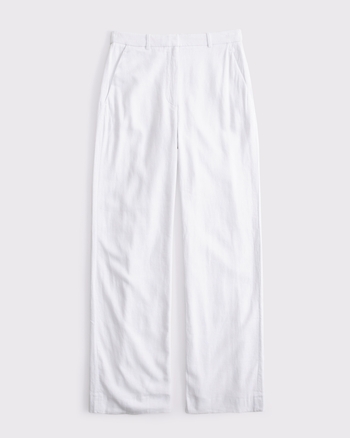 Tailored Linen-Blend Wide Leg Pant