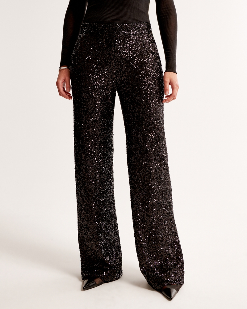 Low Rise Sequin Wide Leg Pant