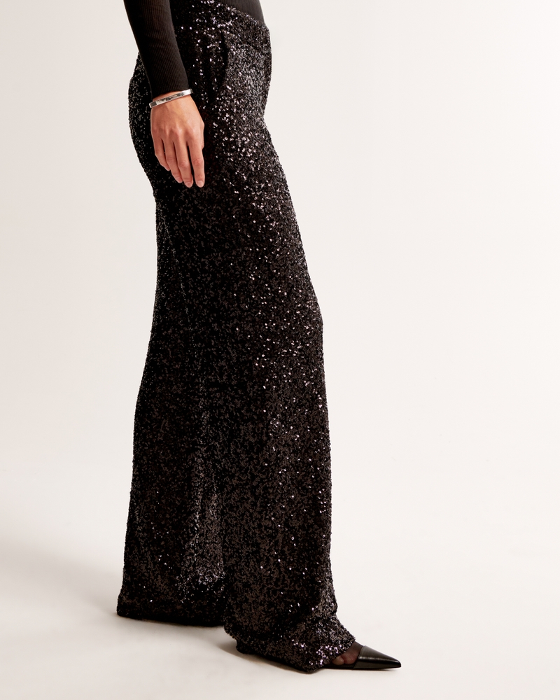 Low Rise Sequin Wide Leg Pant
