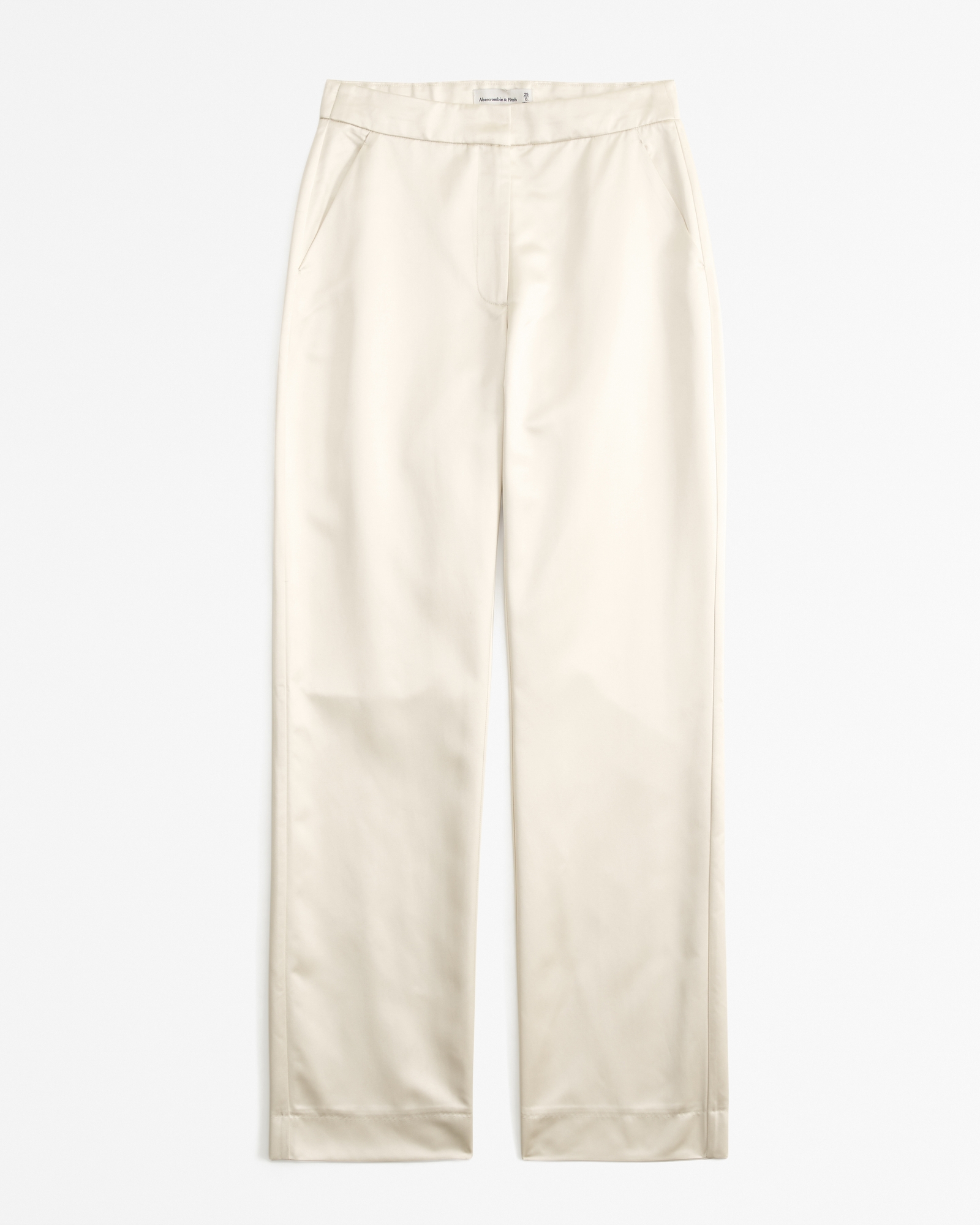 High Rise Tailored Straight Satin Pant