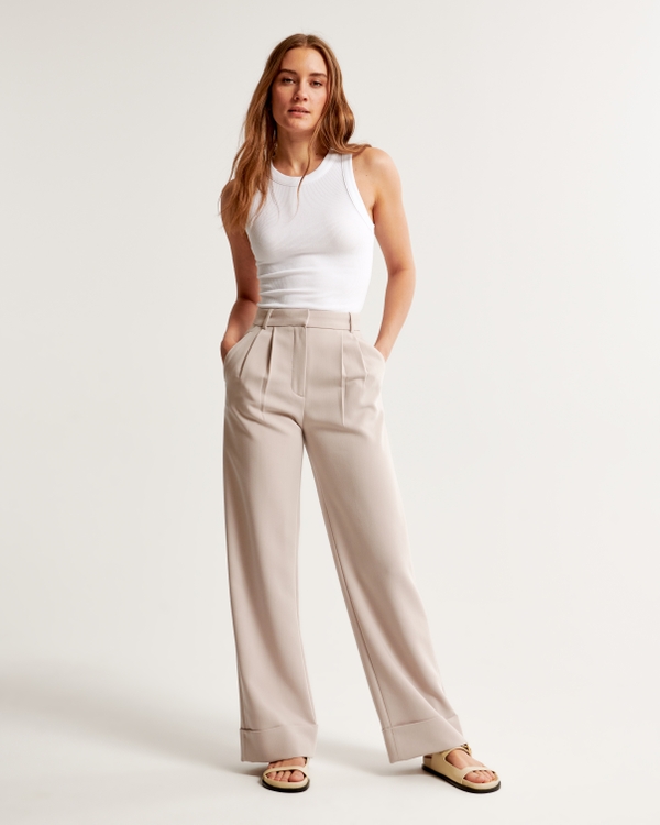 Fesfesfes Fashion Women Pant Trousers Full Pants Casual Straight Solid  Color Suit Pants Clearance Under $10 