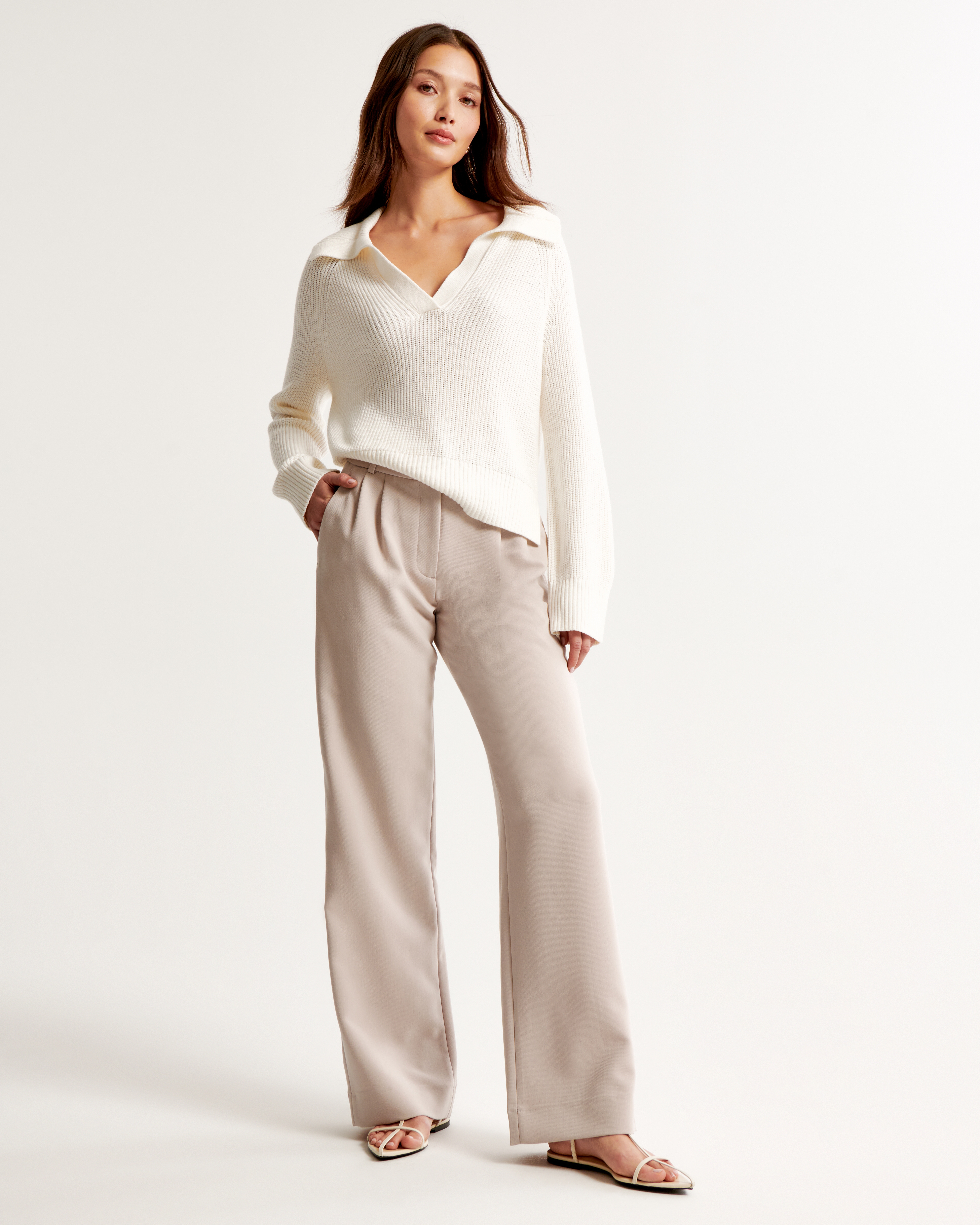 Women's A&F Sloane Tailored Mid Rise Pant | Women's Clearance