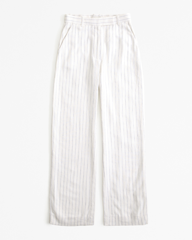 Linen Blend Easy Pants (Striped)