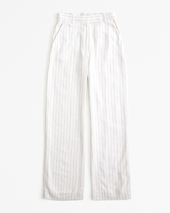 Women's Linen-Blend Tailored Straight Pant | Women's Clearance ...