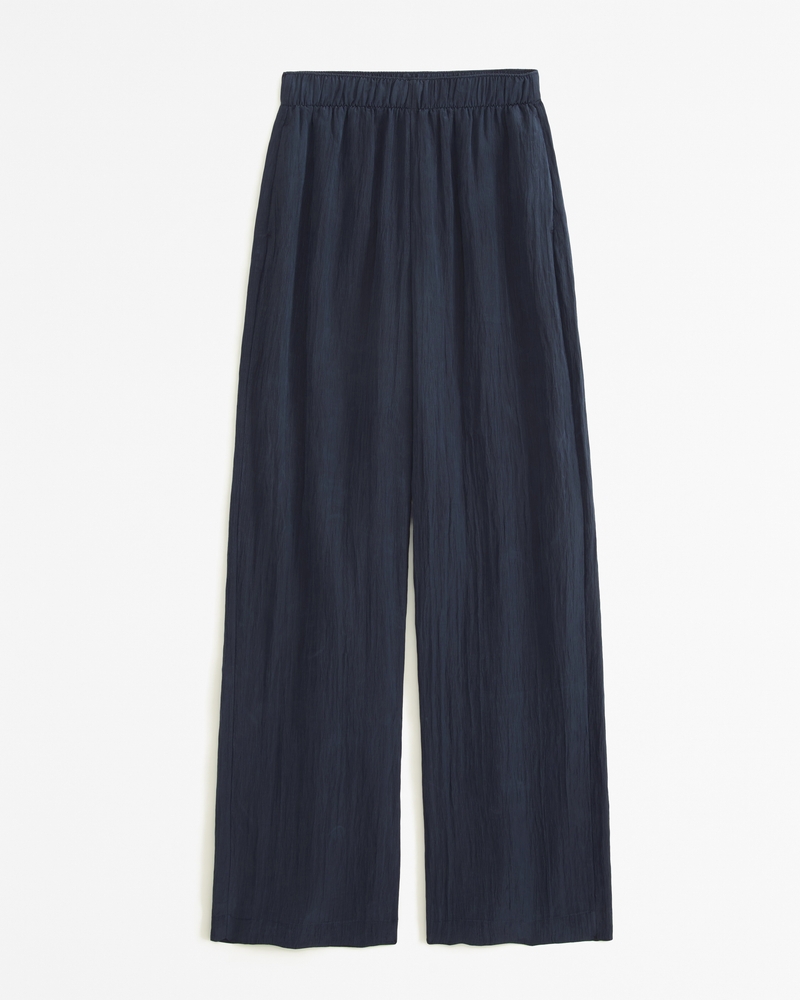Women's Crinkle Textured Pull-On Wide Leg Pant | Women's Clearance ...