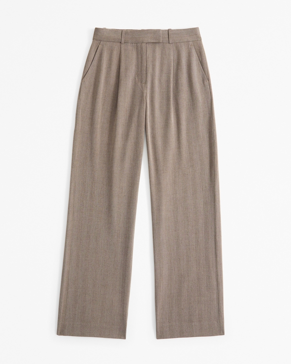 Low Rise Tailored Wide Leg Pant, Brown
