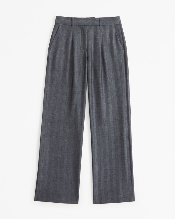 Low Rise Tailored Wide Leg Pant, Grey