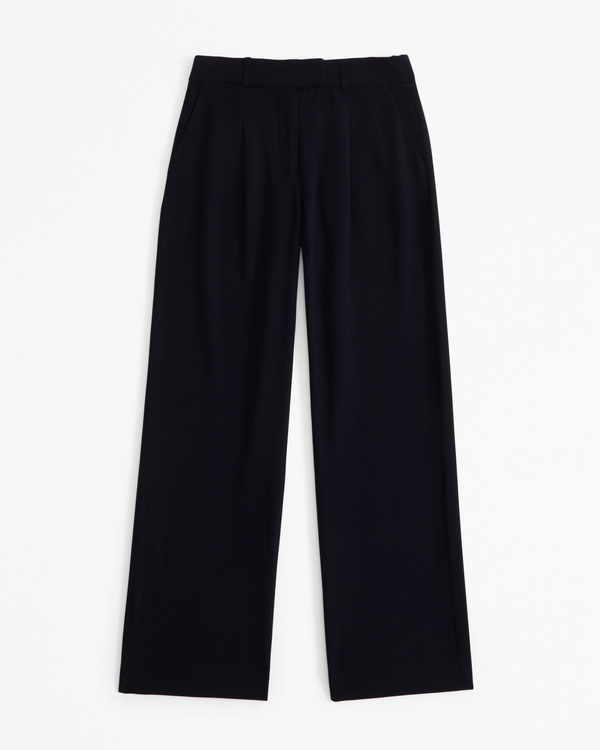 Low Rise Tailored Wide Leg Pant, Black