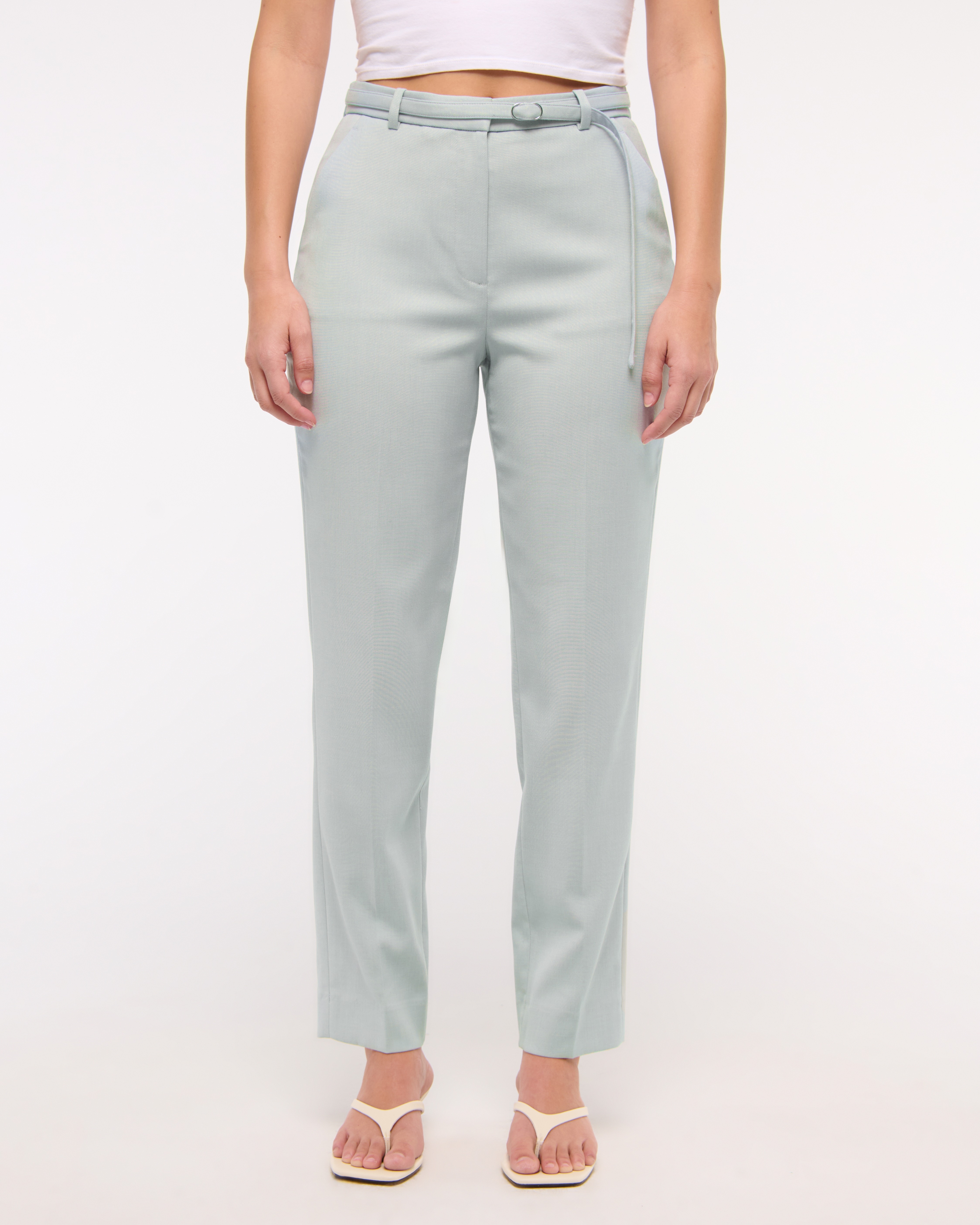 Women's Curve Love High Rise Belted Ankle Straight Pant