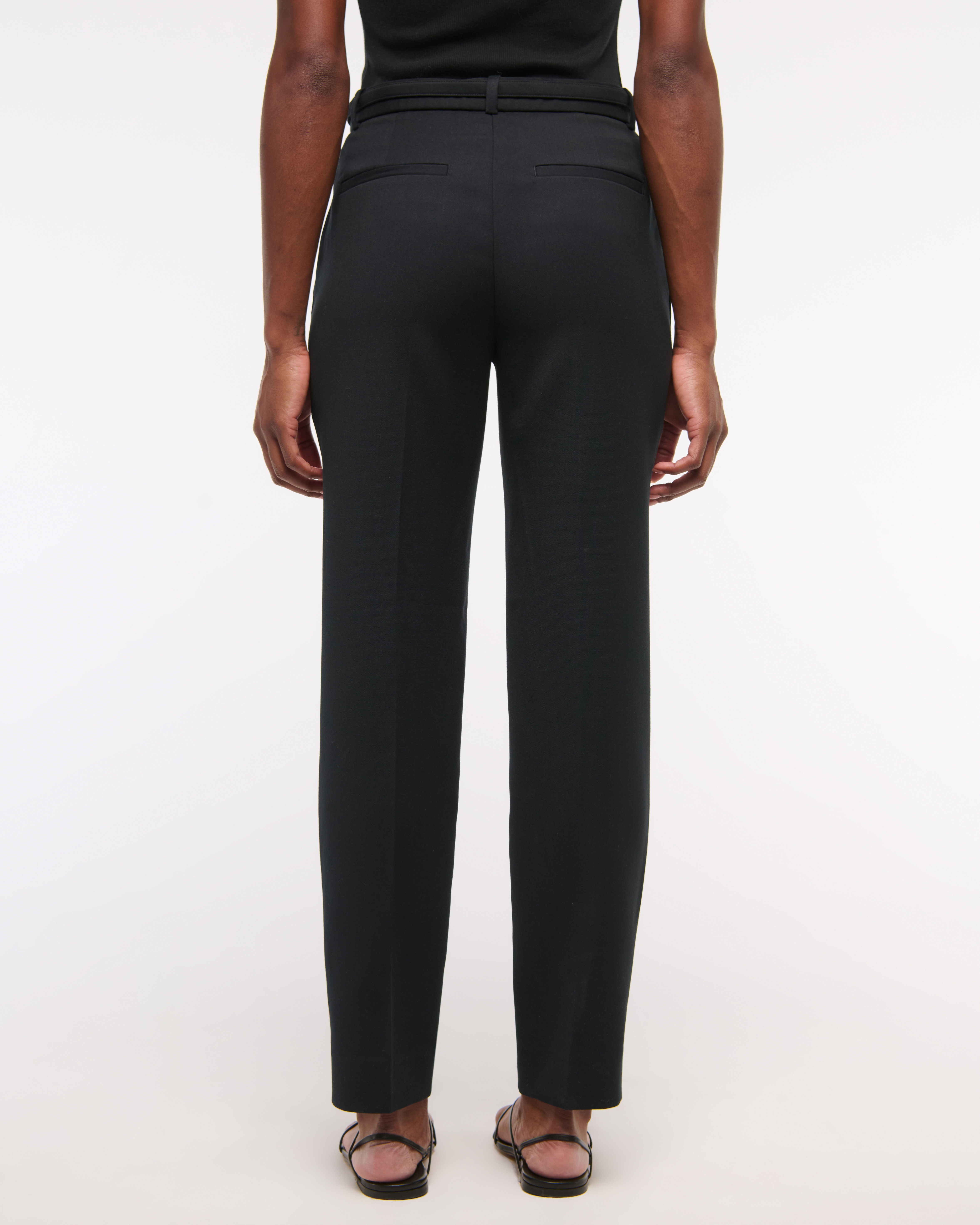 Women's High Rise Belted Ankle Straight Pant | Women's