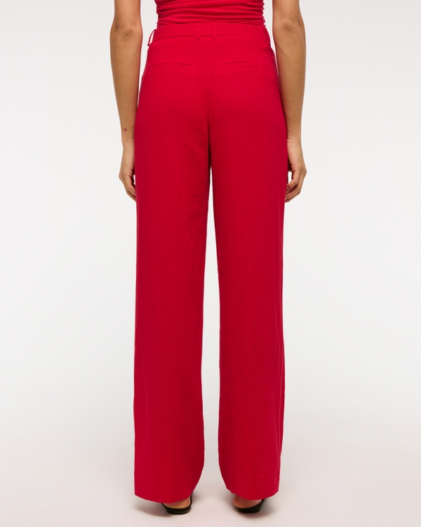 Pantalones con pierna ancha A&F Sloane de tiro alto sartoriales de mezcla de lino