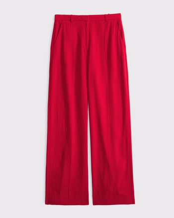 Tailored Linen-Blend Wide Leg Pant