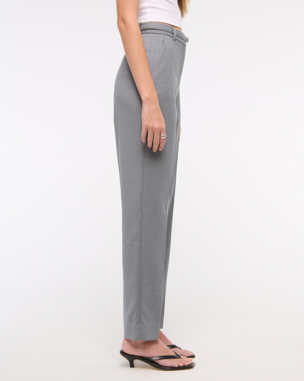 High Rise Belted Ankle Straight Pant