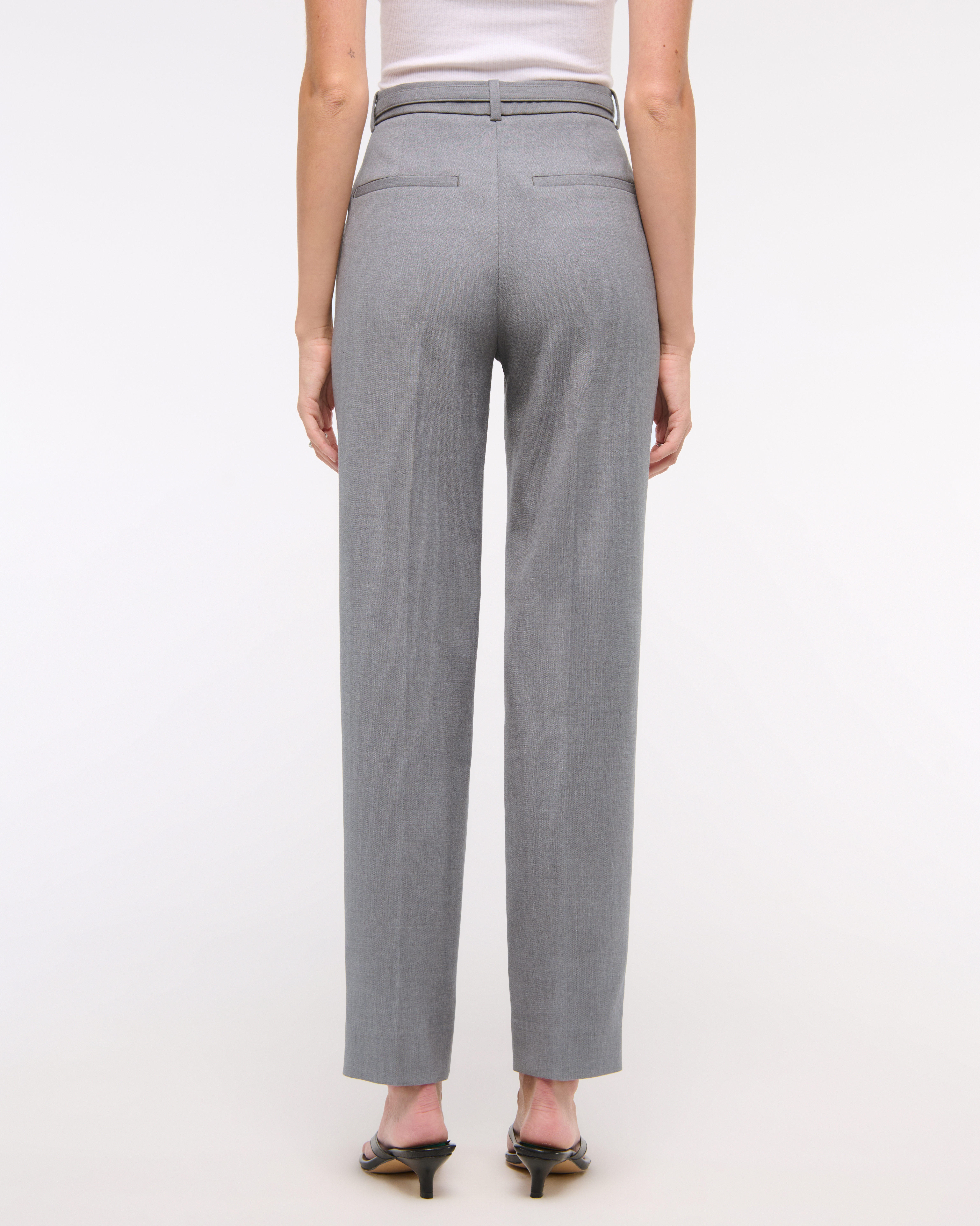 Women's High Rise Belted Ankle Straight Pant | Women's