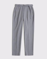 High Rise Belted Ankle Straight Pant