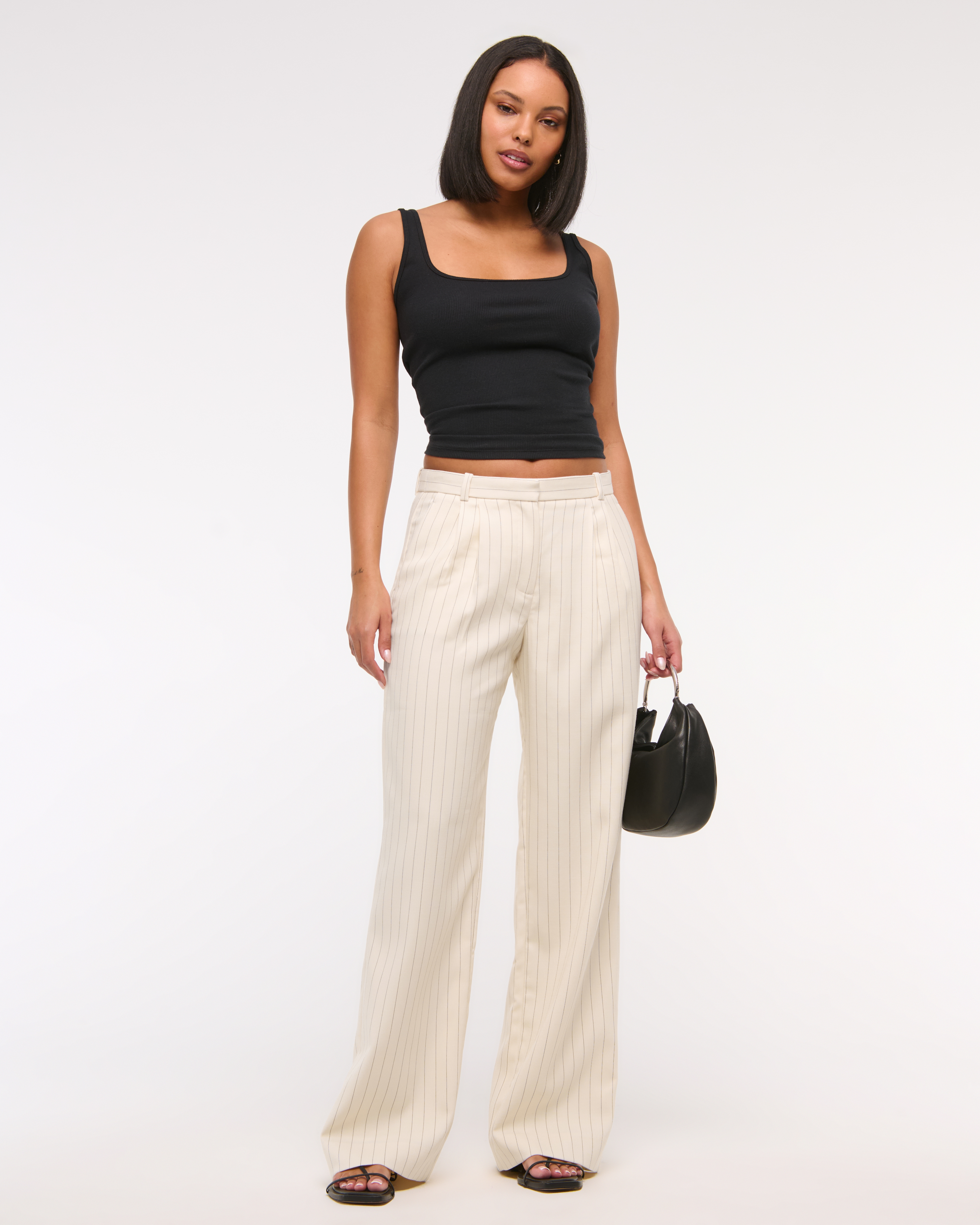 Abercrombie & Fitch A&f Sloane Low Rise Tailored Wide Leg Pant In Sand