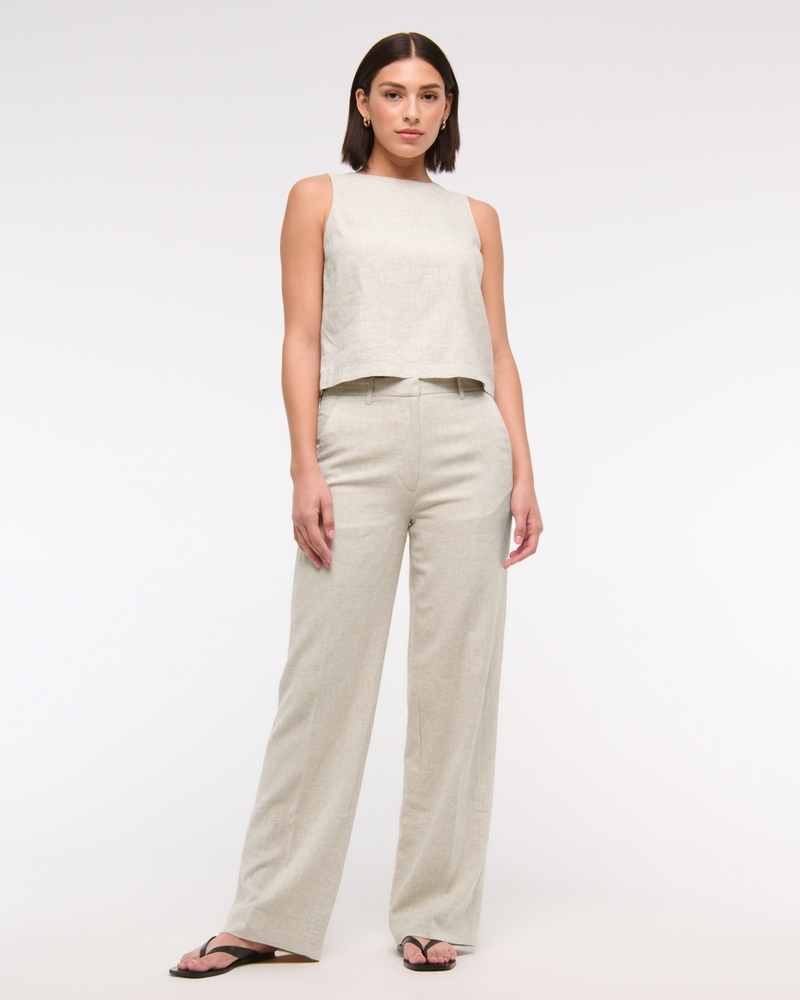 Women's Tailored Linen-Blend Wide Leg Pant Women's Clearance