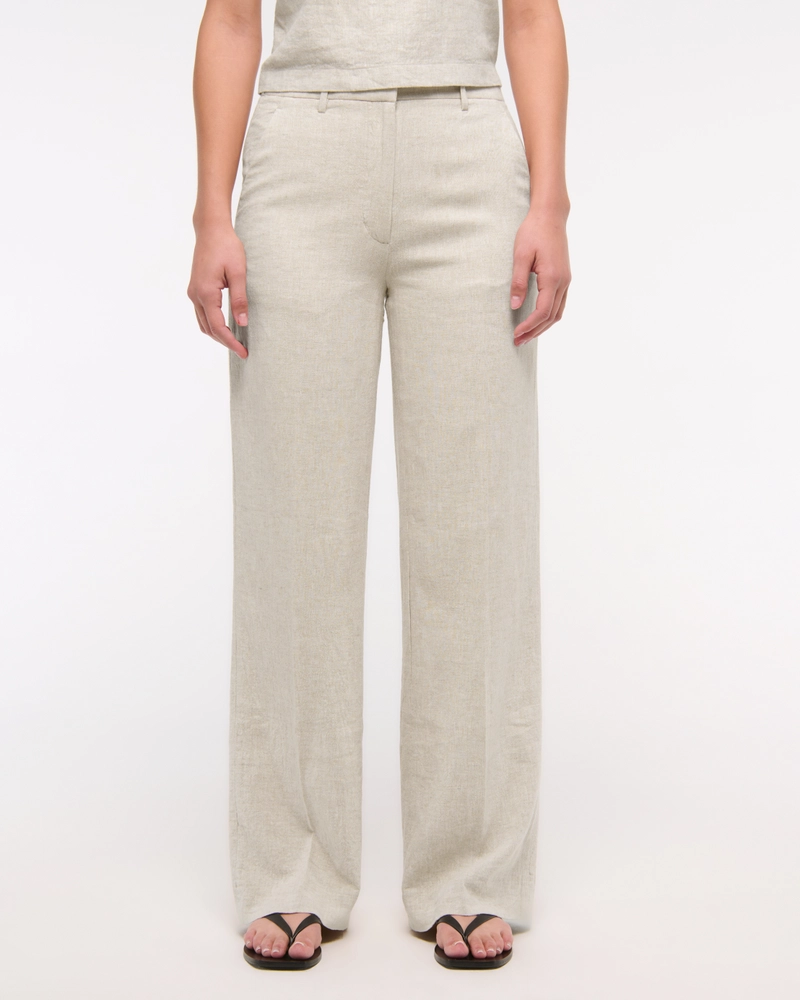 Tailored Linen-Blend Wide Leg Pant