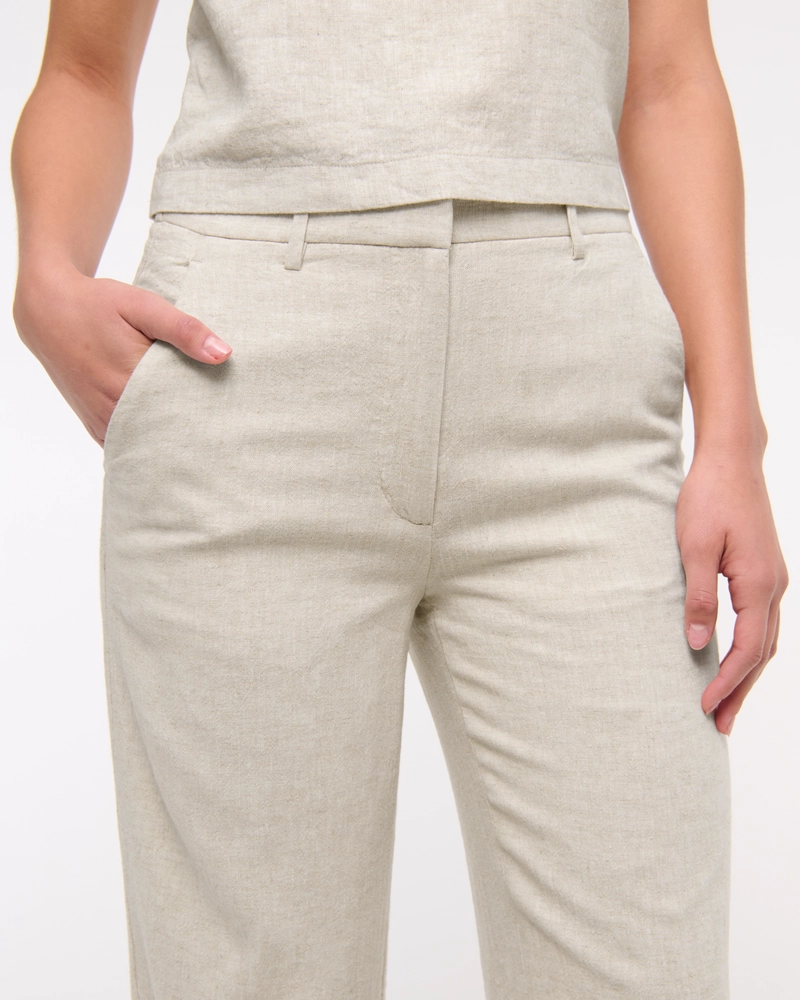 Tailored Linen-Blend Wide Leg Pant