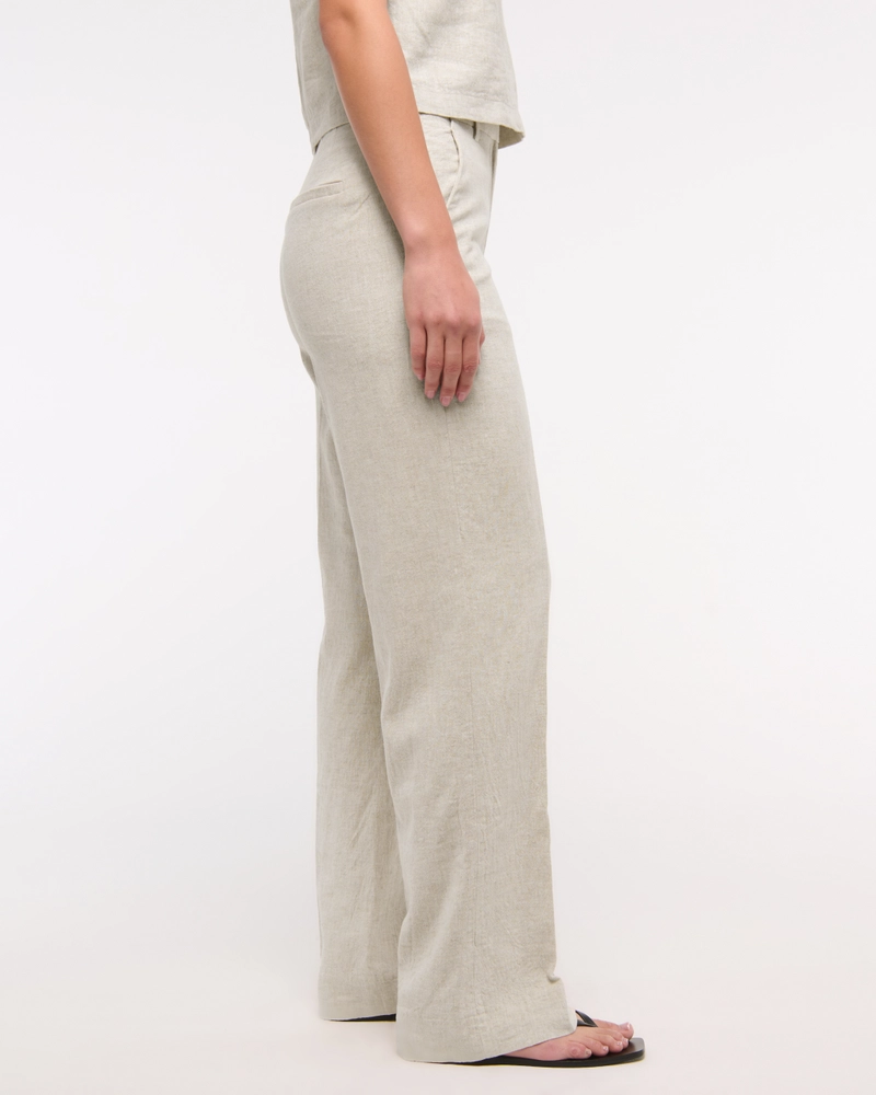 Tailored Linen-Blend Wide Leg Pant