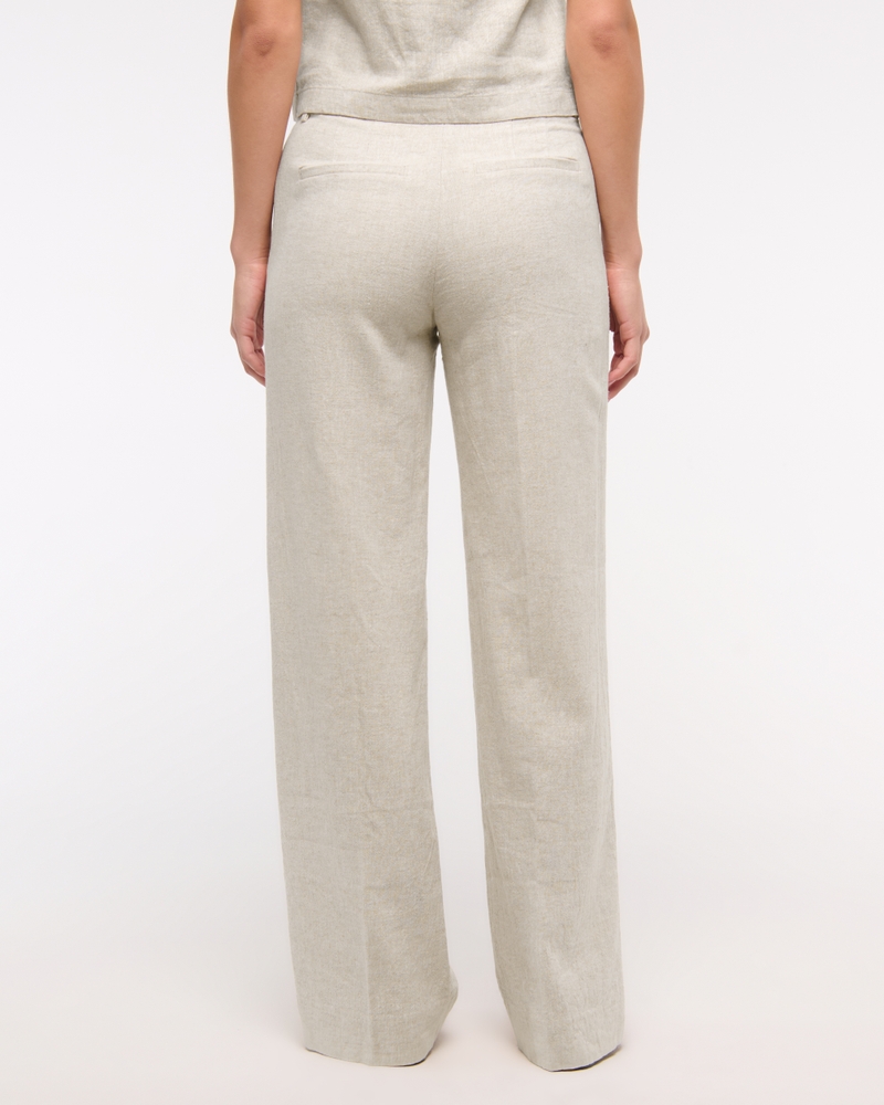 Tailored Linen-Blend Wide Leg Pant