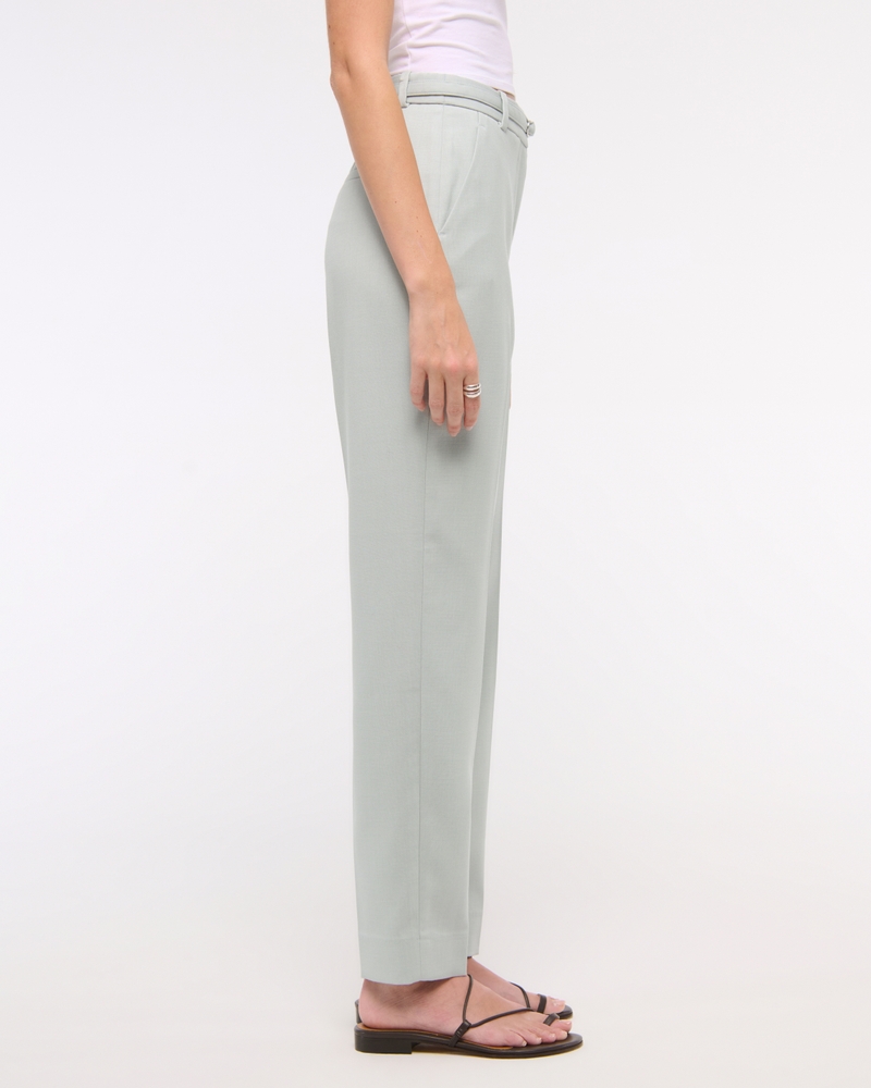 High Rise Belted Ankle Straight Pant