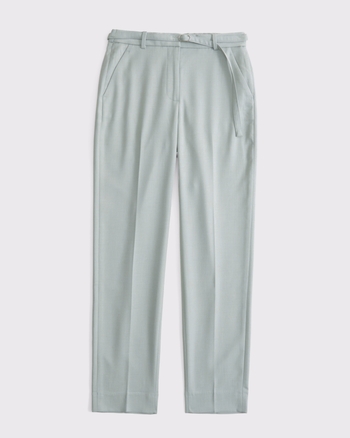 High Rise Belted Ankle Straight Pant