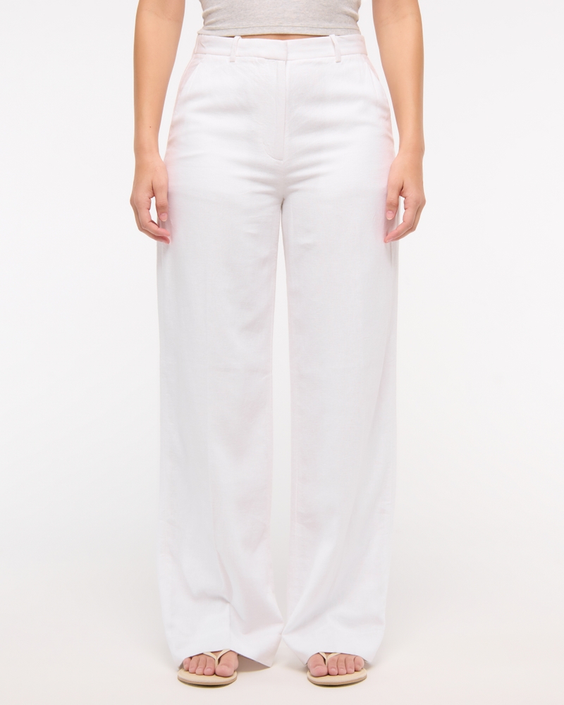 Curve Love Tailored Linen-Blend Wide Leg Pant
