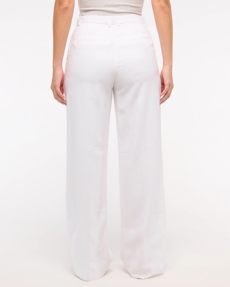Curve Love Tailored Linen-Blend Wide Leg Pant