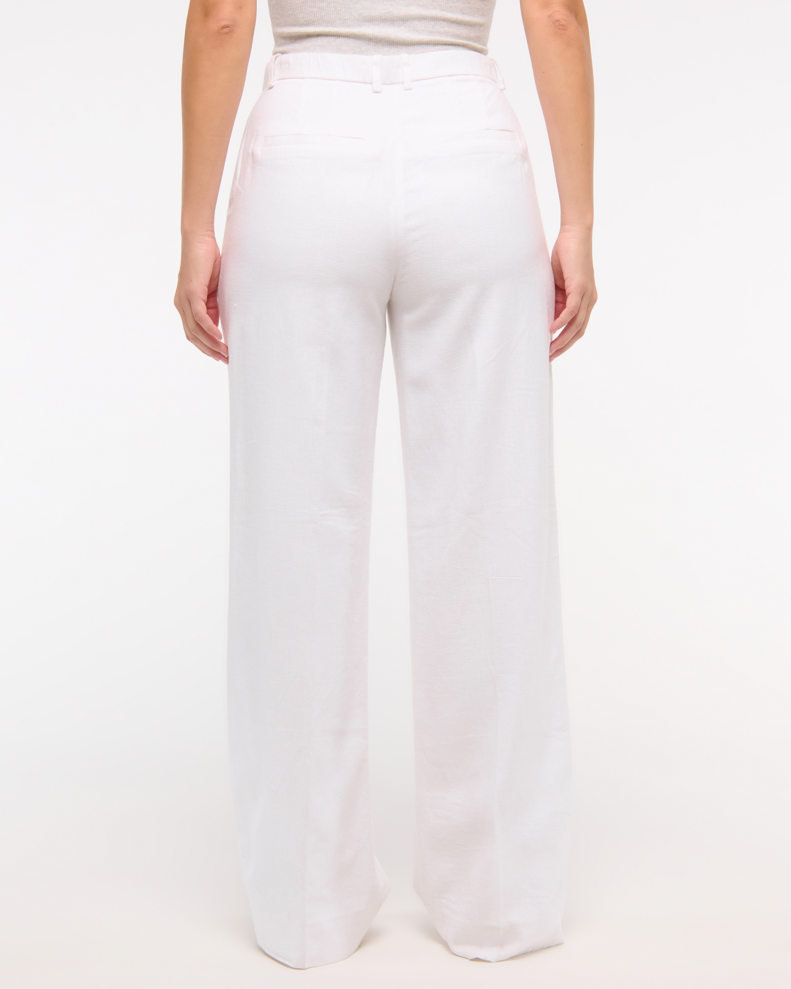 Curve Love Tailored Linen-Blend Wide Leg Pant