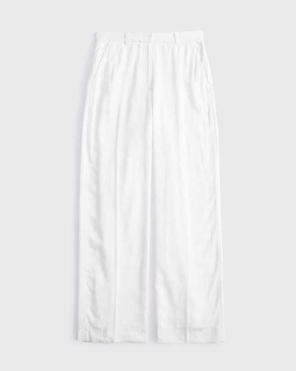 Curve Love Tailored Linen-Blend Wide Leg Pant, White view 1