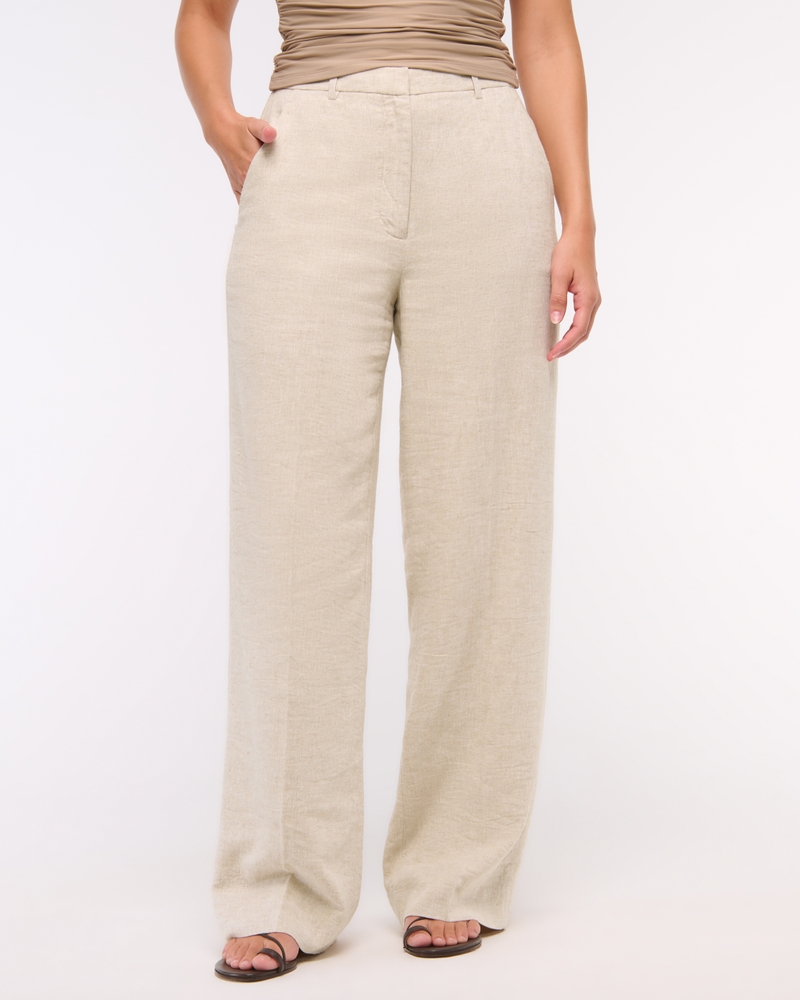 Curve Love Tailored Linen-Blend Wide Leg Pant
