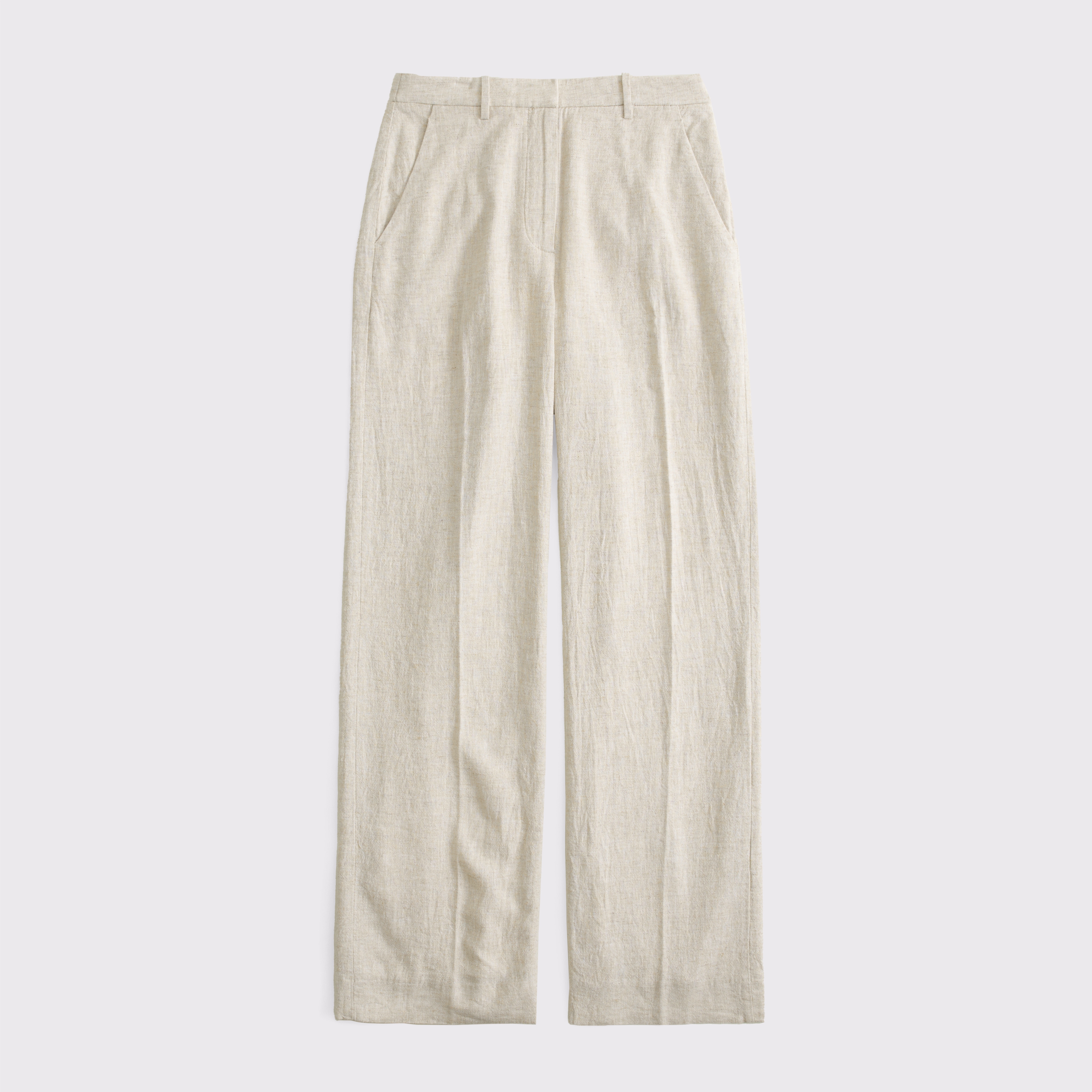 Abercrombie & Fitch Curve Love Tailored Linen-blend Wide Leg Pant In Brown