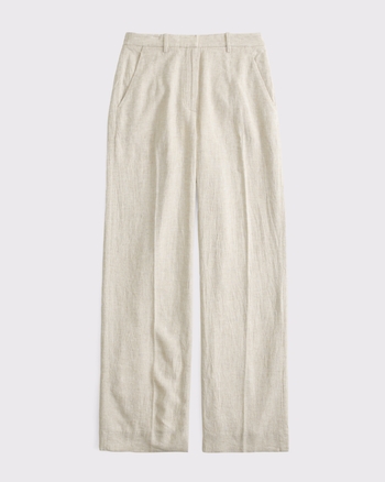 Curve Love Tailored Linen-Blend Wide Leg Pant