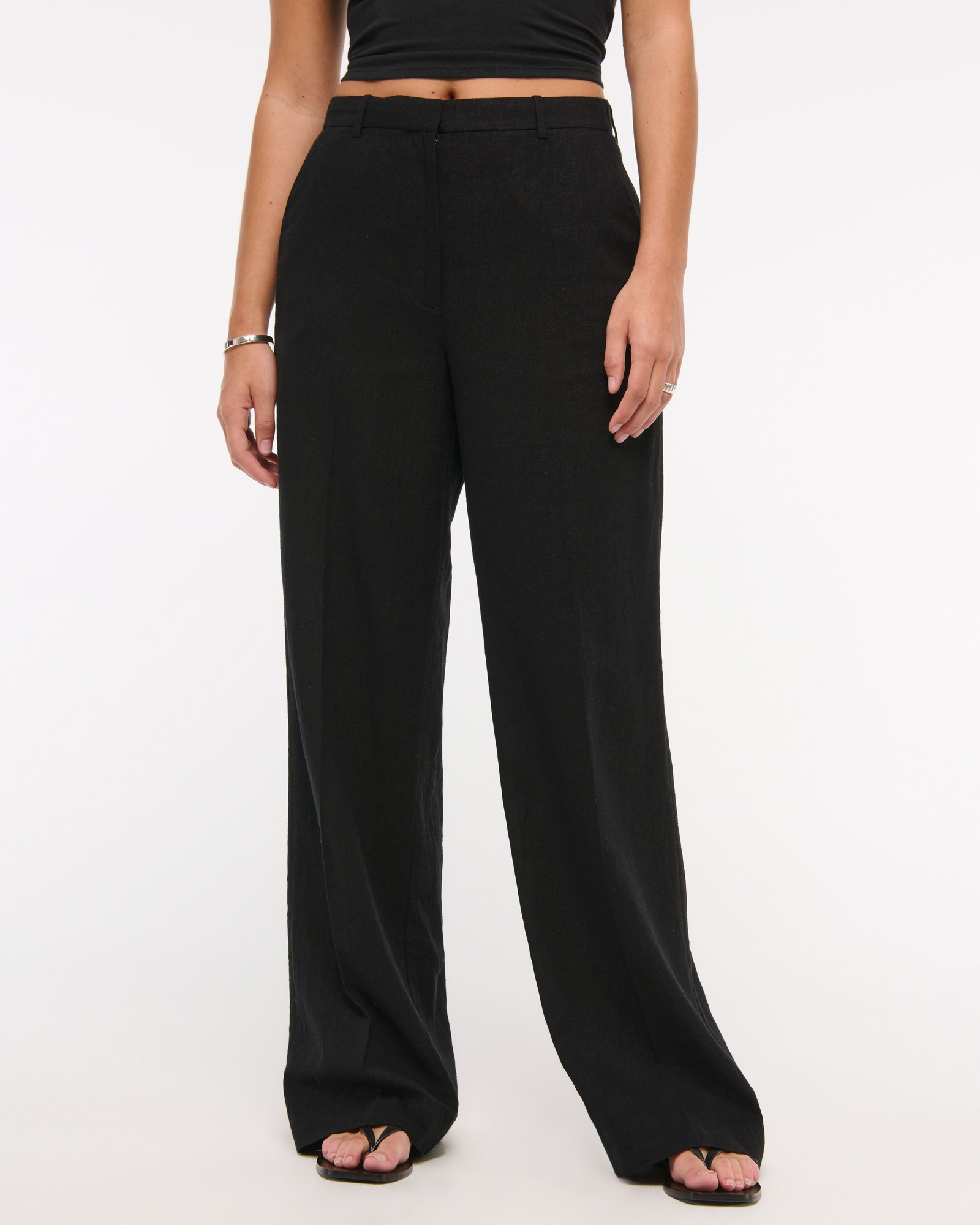 Curve Love Tailored Linen-Blend Wide Leg Pant