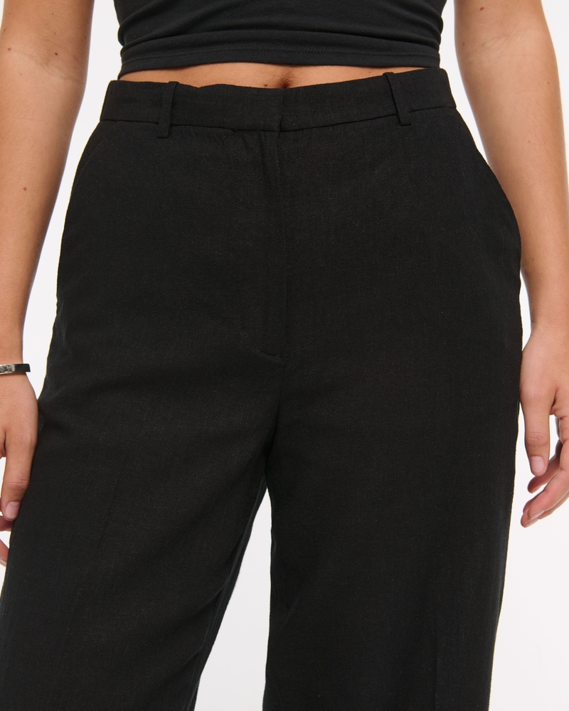 Curve Love Tailored Linen-Blend Wide Leg Pant