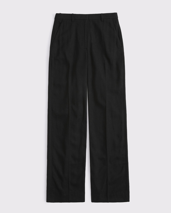 Curve Love Tailored Linen-Blend Wide Leg Pant, Black view 1