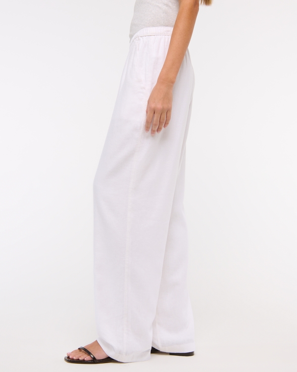 Straight Linen-Blend Pull-On Pant