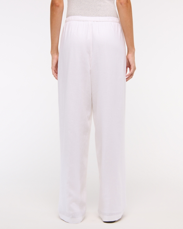 Straight Linen-Blend Pull-On Pant