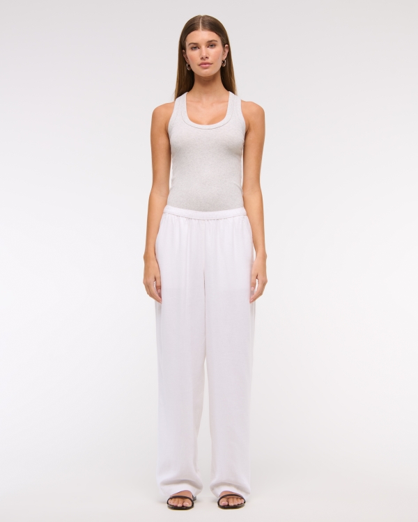 Women's Straight Linen-Blend Pull-On Pant | Women's Clearance
