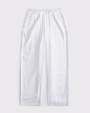 Straight Linen-Blend Pull-On Pant
